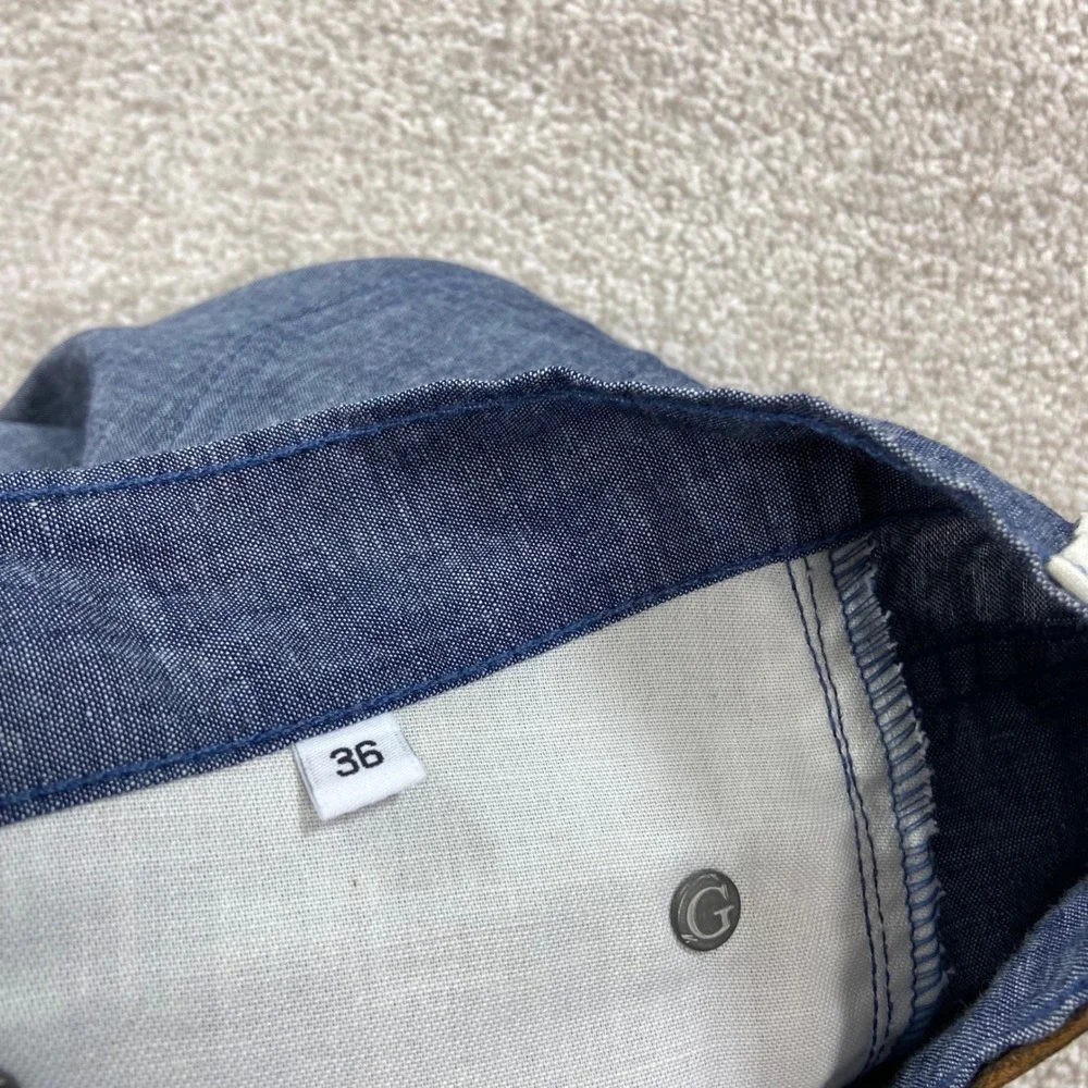 Gustin Pants Mens 36 Blue Slim Fit California Sewn Chambray Cotton Trousers